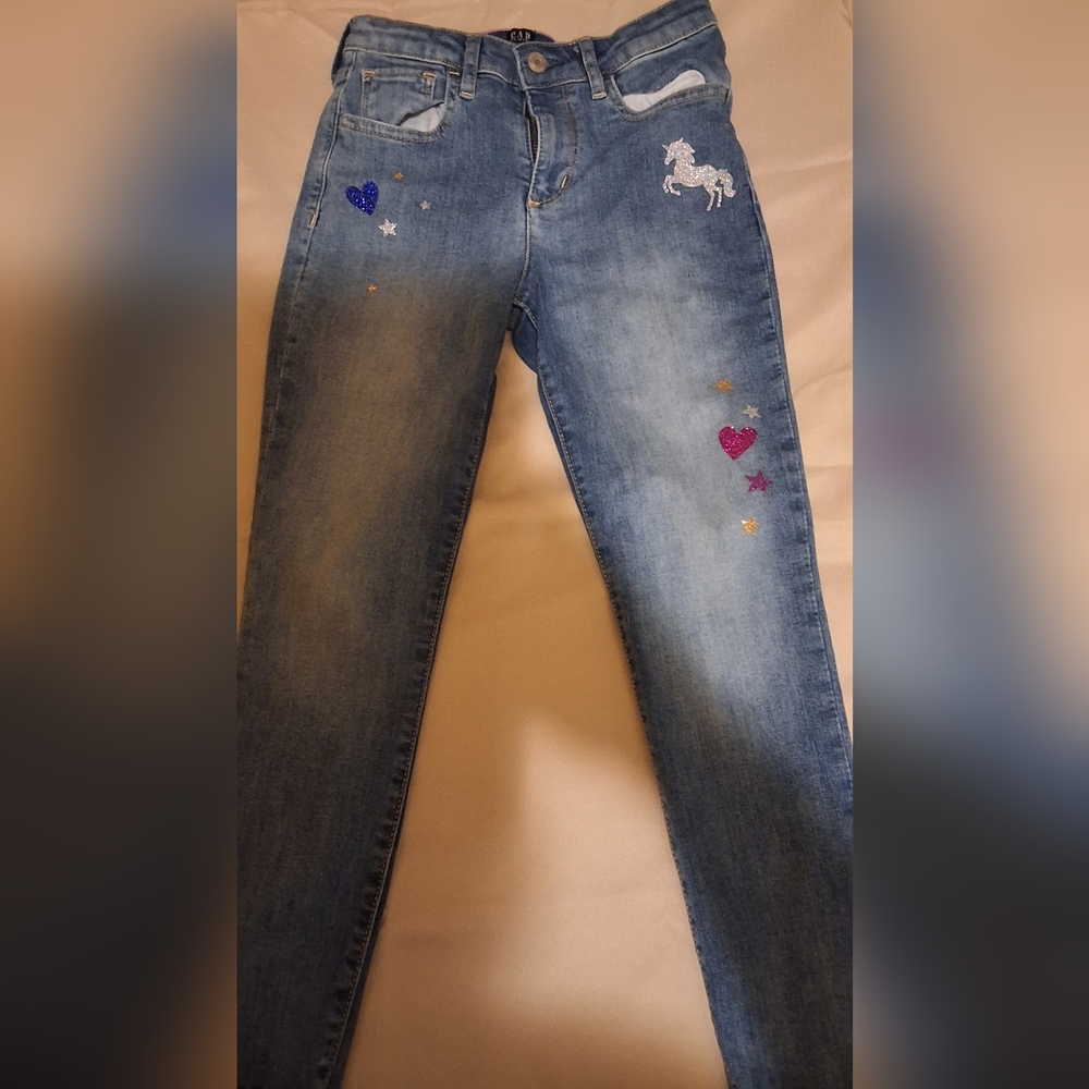 Cute gap denim Stretch high rise ankle jegging frayed bottoms